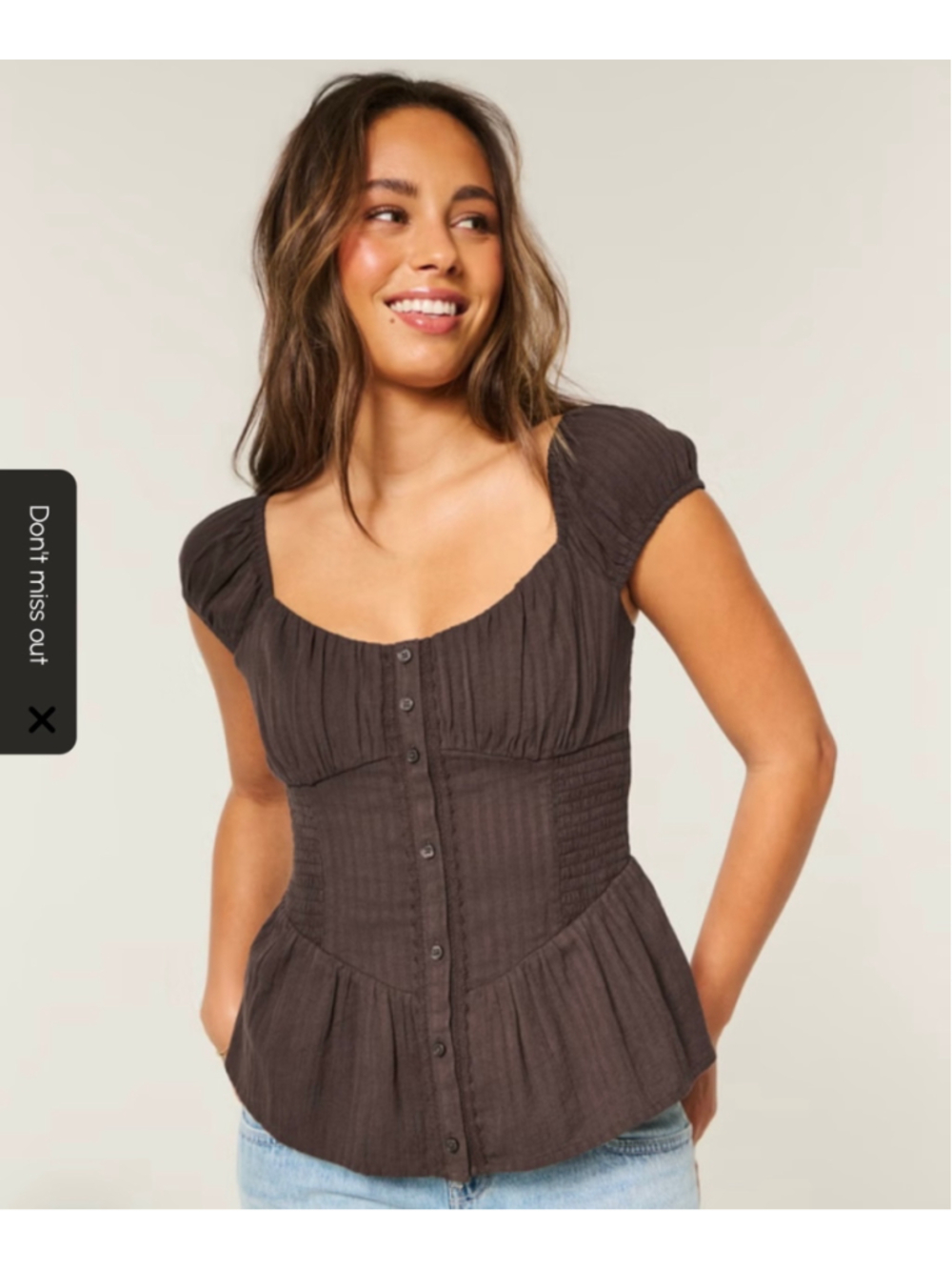 Hollister Brown Peplum Blouse Size XL